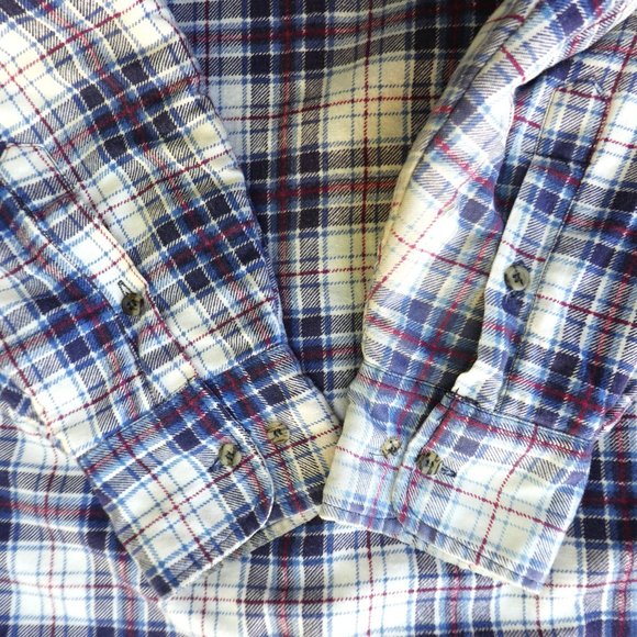 SpareTime Vintage Blue Plaid Flannel Shacket Field Navy Quilted Lining L Large - Picture 11 of 11